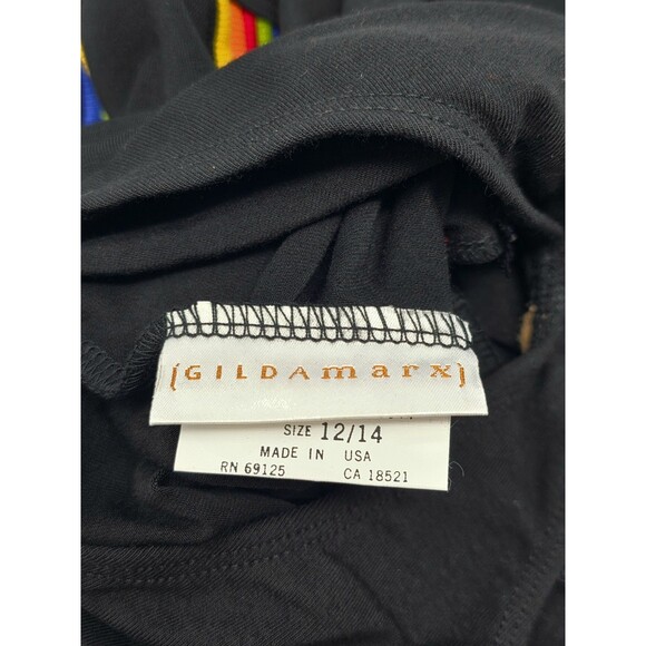 Gilda Marx VTG 80s Cotton Rainbow Stripe LS Leotard Child 12/14 Black NWT - Picture 7 of 11